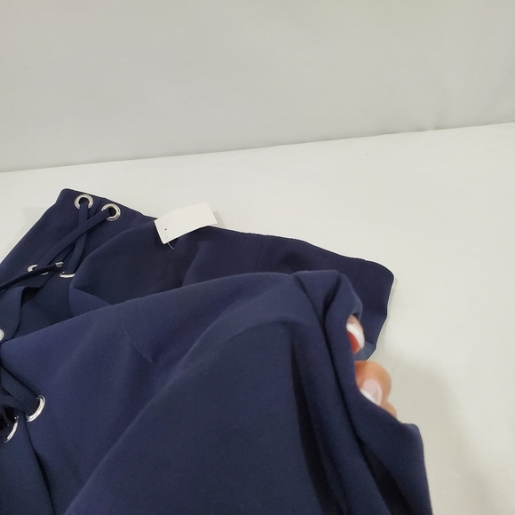 SOHO Apparel - Navy Blue Skirt with Silver Grommet & Ties - Picture 10 of 10